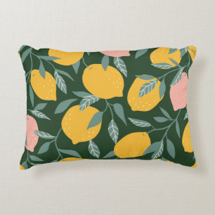 Vintage Lemon Fruit Seamless Pattern Decorative Cushion