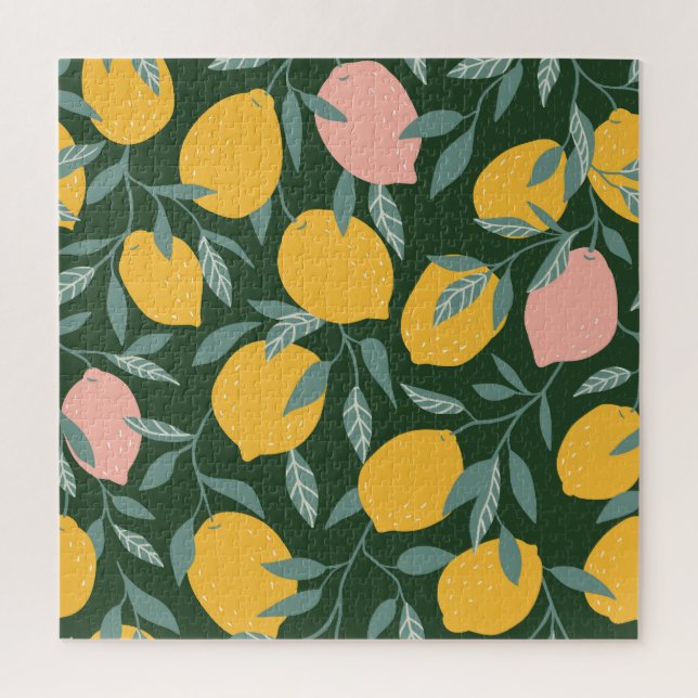 Vintage Lemon Fruit Seamless Pattern Jigsaw Puzzle (Vertical)