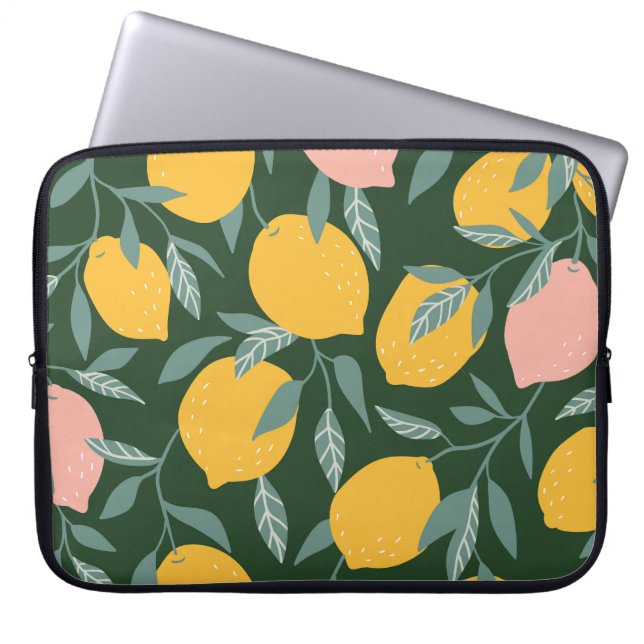 Vintage Lemon Fruit Seamless Pattern Laptop Sleeve (Front)
