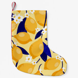 Vintage lemon fruits: food pattern. small christmas stocking