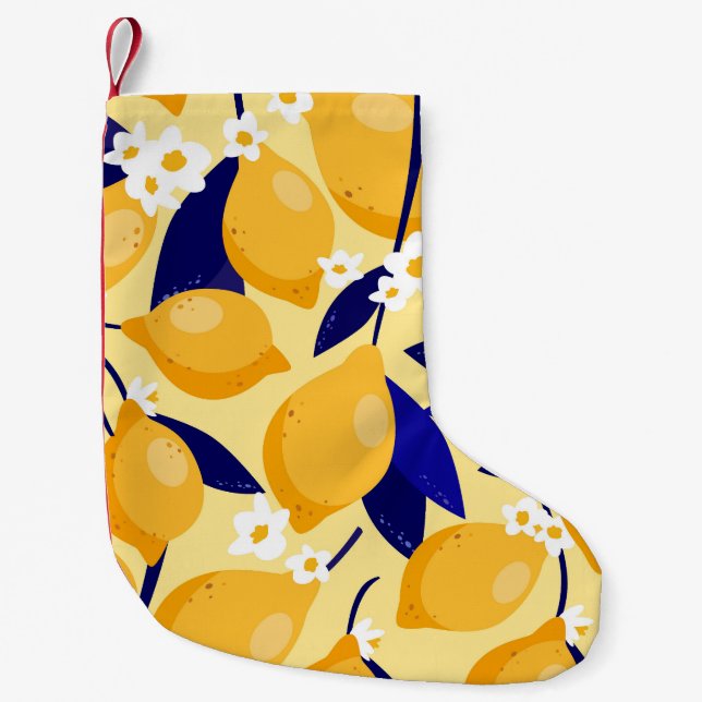Vintage lemon fruits: food pattern. small christmas stocking (Front)