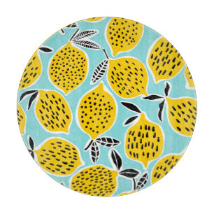 Vintage Lemon: Hand-Drawn Seamless Pattern Cutting Board