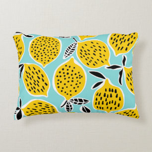 Vintage Lemon: Hand-Drawn Seamless Pattern Decorative Cushion