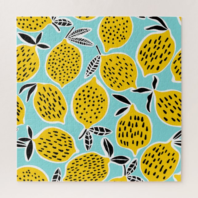Vintage Lemon: Hand-Drawn Seamless Pattern Jigsaw Puzzle (Vertical)