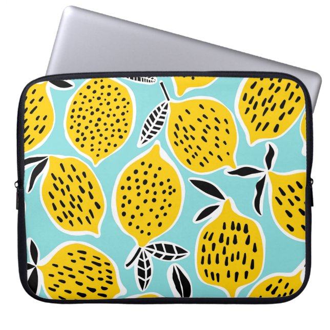 Vintage Lemon: Hand-Drawn Seamless Pattern Laptop Sleeve (Front)