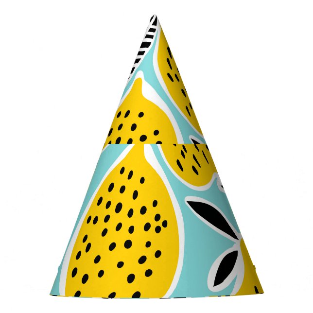 Vintage Lemon: Hand-Drawn Seamless Pattern Party Hat (Front)