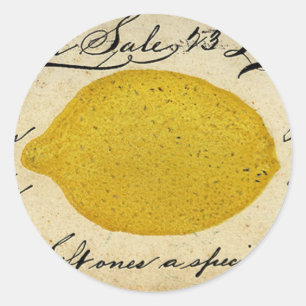 Vintage Lemon Handwritten Postcard Advertisement Classic Round Sticker