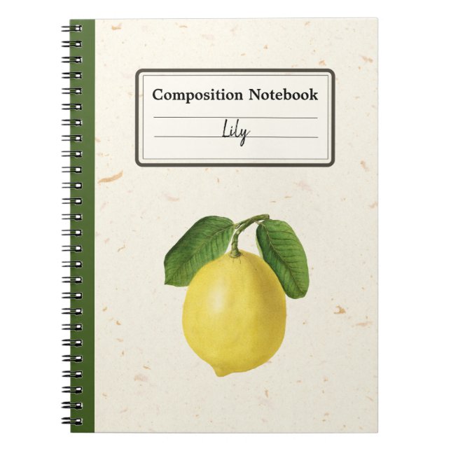 Vintage Lemon Illustration Personalised Comp Notebook (Front)