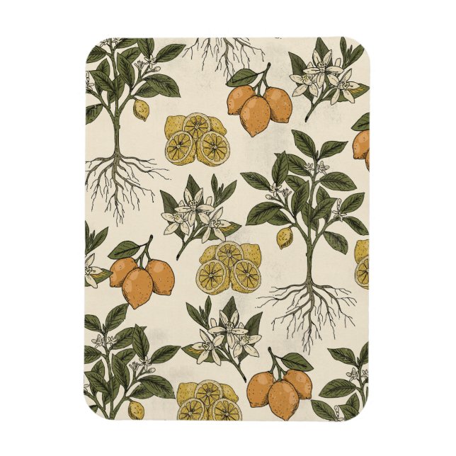 Vintage Lemon Pattern Magnet (Vertical)