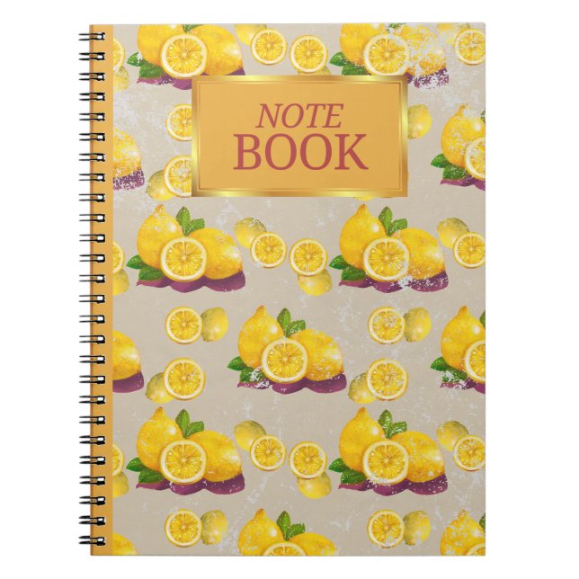 Vintage Lemon Pattern Notebook (Front)