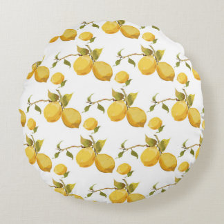 Vintage lemon pattern round cushion