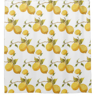 Vintage lemon pattern shower curtain