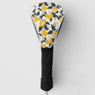Vintage Lemon & Pink Blossom Pattern Golf Head Cover