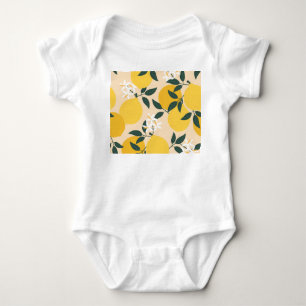 Vintage Lemon: Seamless Fruit Texture. Baby Bodysuit
