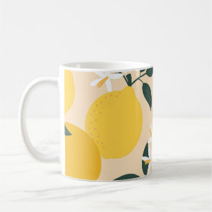 Vintage Lemon: Seamless Fruit Texture. Coffee Mug
