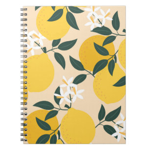 Vintage Lemon: Seamless Fruit Texture. Notebook