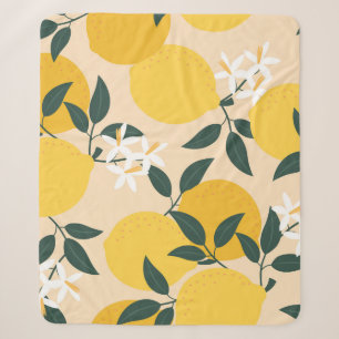 Vintage Lemon: Seamless Fruit Texture. Sherpa Blanket