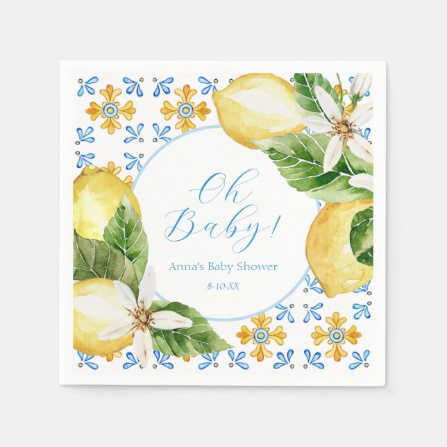 Vintage Lemon Shower Napkins (Front)