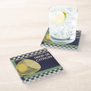 Vintage Lemon Syrup Glass Coaster
