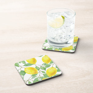 Vintage Lemon Tree Hard Plastic Coaster / Set of 6