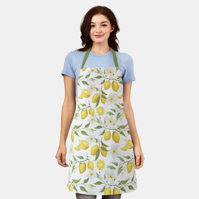 Vintage Lemon Tree Pattern Apron (Worn)