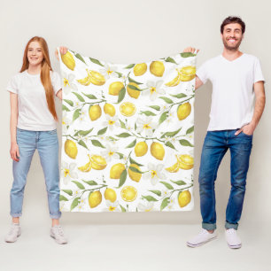Vintage Lemon Tree Pattern Fleece Blanket