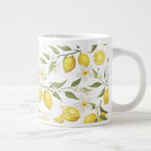 Vintage Lemon Tree Pattern Large Coffee Mug