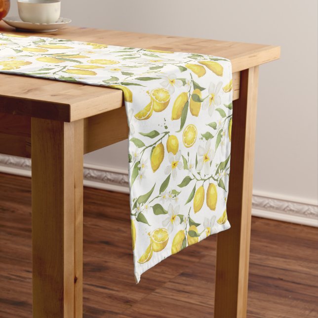 Vintage Lemon Tree Pattern Medium Table Runner (In Situ)