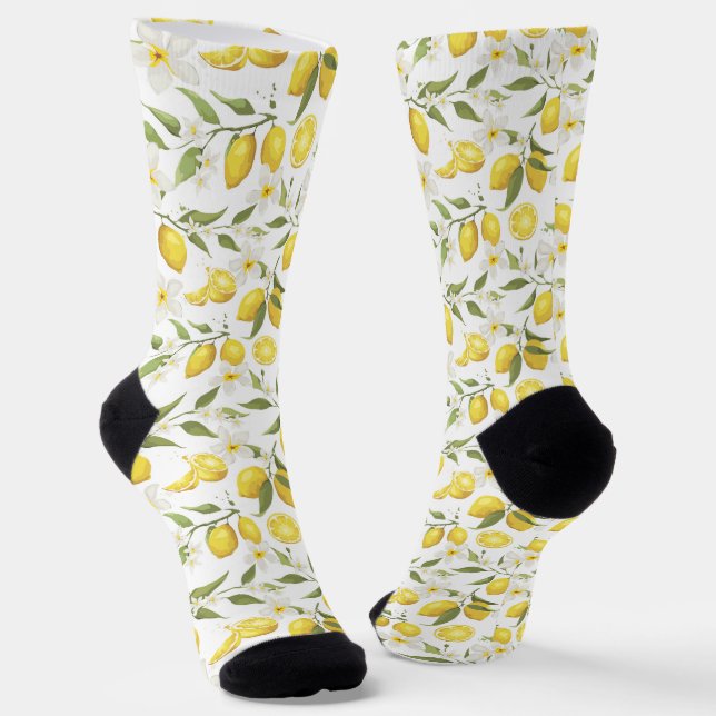 Vintage Lemon Tree Pattern Socks (Angled)