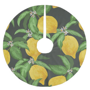Vintage Lemon Tropical Pattern Brushed Polyester Tree Skirt