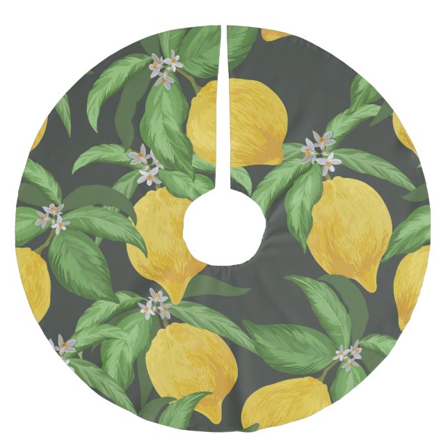 Vintage Lemon Tropical Pattern Brushed Polyester Tree Skirt (Front)