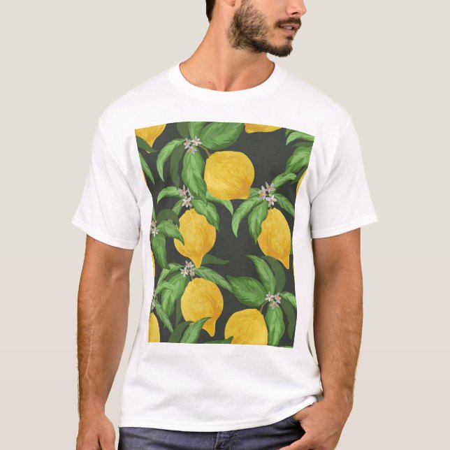 Vintage Lemon Tropical Pattern T-Shirt (Front)