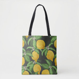 Vintage Lemon Tropical Pattern Tote Bag