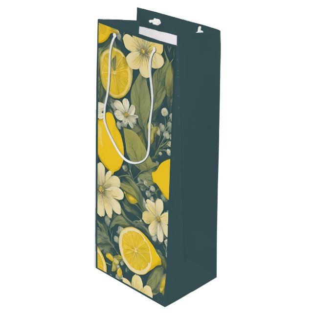 Vintage lemon wine gift bag (Front Angled)