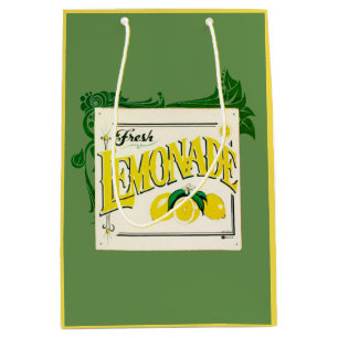 Vintage lemonade sign lemon fruit yellow green medium gift bag