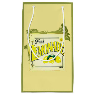 Vintage lemonade sign lemon fruit yellow green small gift bag
