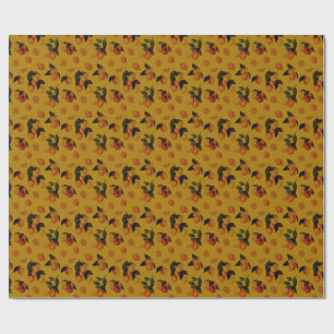 Vintage Lemons and Oranges on Warm Ochre Wrapping Paper