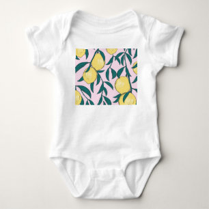 Vintage Lemons: Hand-Drawn Watercolor Pattern. Baby Bodysuit