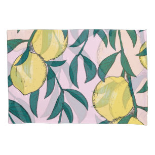 Vintage Lemons: Hand-Drawn Watercolor Pattern. Pillowcase
