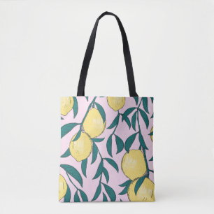 Vintage Lemons: Hand-Drawn Watercolor Pattern. Tote Bag