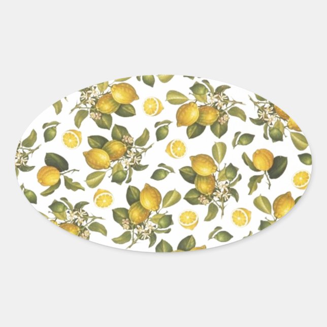 Vintage Lemons Oval Sticker (Front)