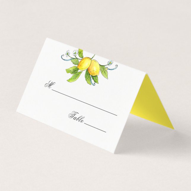 Vintage Lemons wedding place card (Front)