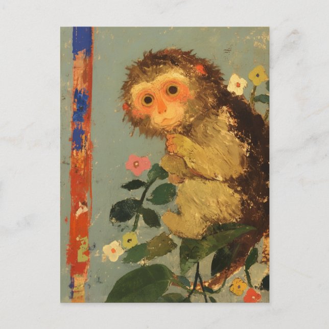  Vintage Lemur Painting Postcard (Front)