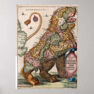 Vintage Leo Belgicus Map Poster