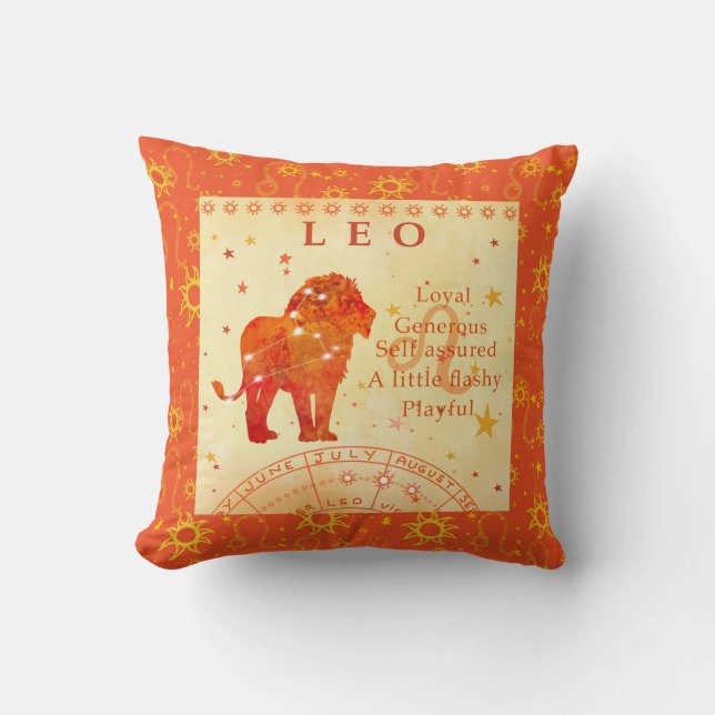 Vintage Leo Retro Zodiac Cushion (Front)