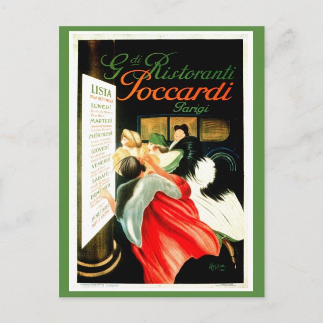 Vintage Leonetto Cappiello Italian Restaurant Postcard (Front)