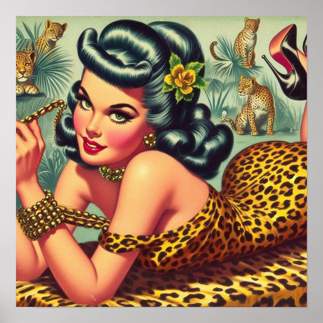 Vintage Leopar Print Pin Up (Front)