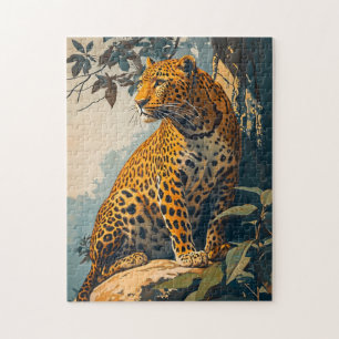 Vintage Leopard Art Jigsaw Puzzle