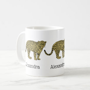 Vintage Leopard Cheetah Spotted Cat Drawing Coffee Mug