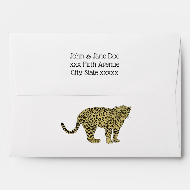 Vintage Leopard Cheetah Spotted Cat Drawing Envelopes (Back (Top Flap))